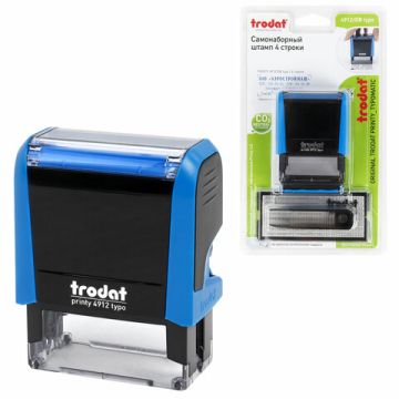 Штамп самонаб 4-стр оттиск 47х18мм синий б/рамки TRODAT IDEAL корпус синий касса 1/10