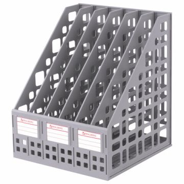 Лоток вертикальный для бумаг 295х240х250мм 6отд серый MAXI Plus Brauberg 1/12