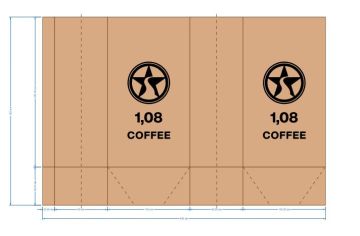 Пакет бумажный крафт 255х140х90мм без ручек COFFEЕ 600/600