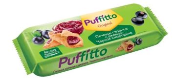 Продукты, Печенье Puffitto original печенье с начинкой из смородины 125 г 1/16