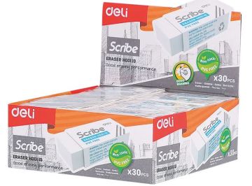 Ластик 42х17х10мм каучук белый Scribe Deli 1/30