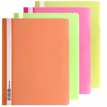 Папка скоросшиватель с прозр верхн лист ERICH KRAUSE А4 120/140 мкм перфор неон 1/20/240