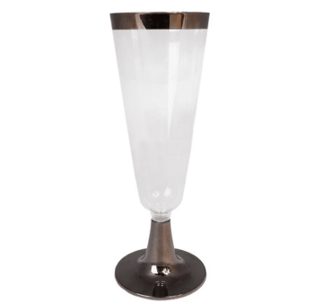 Фужер 150мл прозрачный с серебряной полосой (черная ножка) 6/144