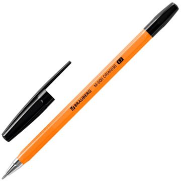 Ручка шариковая черная 0,7мм оранжевый корпус BRAUBERG M-500 ORANGE 1/50
