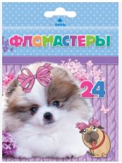 Фломастеры 24цв смываемые круглые карт упак Милые собачки Хатбер 1/12/144