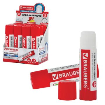 Клей-карандаш 40г BRAUBERG 1/12/288 