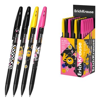 Ручка шариковая синяя узел 0,7мм корпус асс Positive Vibe ERICHKRAUSE R-301 1/50/400