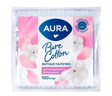 Ватные палочки (100шт) пакет AURA 1/120