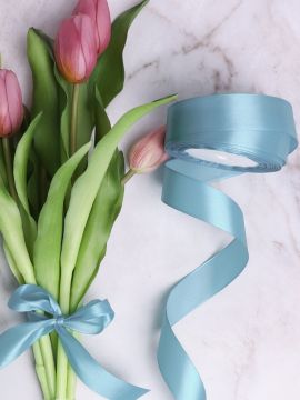 Лента атласная 25мм 25м аквамарин 5/5