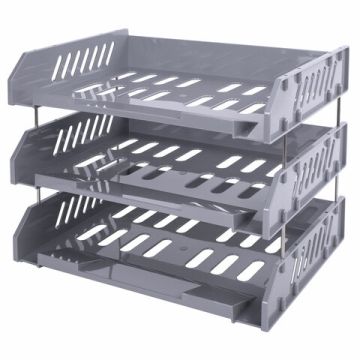 Лоток горизонтальный для бумаг 335х232х246мм (3шт) серый BRAUBERG FILE 1/5