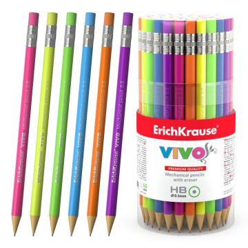 Карандаш ч/гр НВ механический 0,5мм корпус ассорти ErichKrause Vivo 1/60