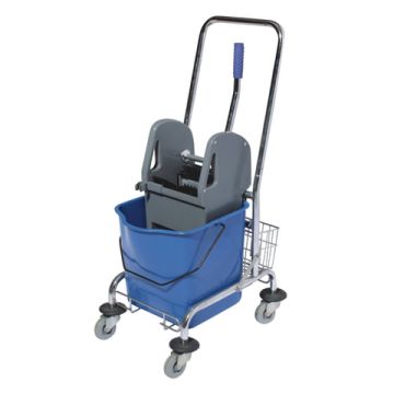 Тележка уборочная BRABIX Проф 1-съемное ведро 25л мех.отжим корзина метал.каркас синяя 1/1
