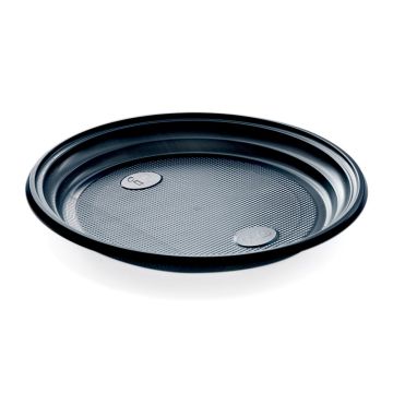 Тарелка d-210 СВЧ чёрная ПП ИнтроПластик 50/750