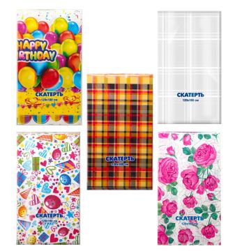 Скатерть полиэтиленовая рулон 120смх8м 5шт МИКС №258 1/25 