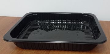 Лоток под запайку 325х265х100 черный ПП 6000мл с ребрами ЮМТ 120/120  