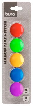 Магниты Buro диам 30 мм 5шт цвет АССОРТИ в блистере 1/24