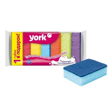 Губка для посуды (7шт) 100х65х30мм Колор Люкс YORK 1/16