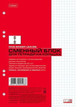Сменный блок к тетради на кольцах 80л А5 клетка Хатбер 1/42