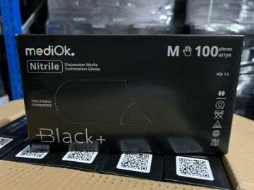 Перчатки смотровые нитриловые неопудренные NITRILE PLUS черные XL  50/500