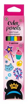 Карандаши цветные 06цв шестигранные с заточкой Мечты принцессы ECO 1/24/480
