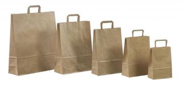 Пакет бумажный крафт с плоскими ручками 260х140х290 80гр/м2 Экокрафт 350/350