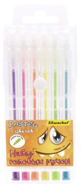 Набор гелевых ручек 6цв узел 1,0мм Монстрики Silwerhof Pastel 1/24/144