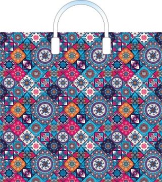 Пакет с пластмассовыми ручками (38х34)-90 Калейдоскоп 10/150