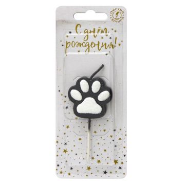 Свеча для торта на шпажке Лапка-сквиш черно-белая 1/30