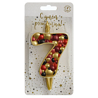 Свеча для торта Пузыри золото Цифра 7 1/20