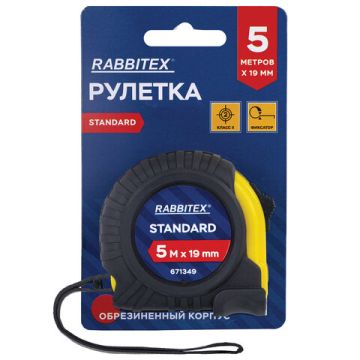 Рулетка измерительная 5м х 19мм RABBITEX обрезиненный корпус 1/12/120