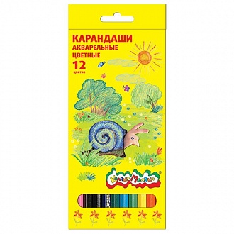 Карандаши цветные 12цв шестигранные с заточкой акварельные 3+ КАКМ12 Каляка-Маляка 1/12