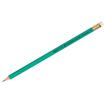 Карандаш ч/гр НВ пластиковый, зеленый корпус, с резинкой, заточенный OfficeClean 1/12/72