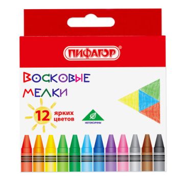 Восковые карандаши ПИФАГОР СОЛНЫШКО НАБОР 12 цв 1/72