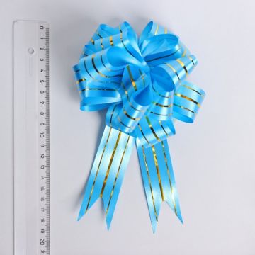 Бант-шар 4,5см с золотой полосой голубой 1/20/3000