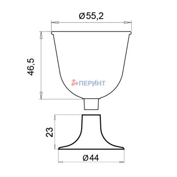 Рюмка 50мл прозрачная с опорой белой Перинт 960/960