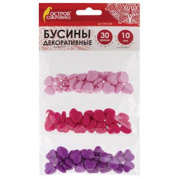 Бусины СЕРДЕЧКИ 10мм СВ.РОЗОВЫЕ/РОЗОВЫЕ/ФИОЛЕТ ОС