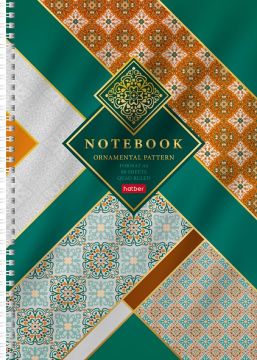 Тетрадь 80л А4 клетка гребень металлиз картон Gold ornament Хатбер 1/4/28