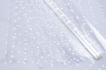 Ролик 70см х8м пленка полипропилен с рисунком Горошек белый 1/10