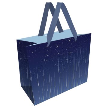 Пакет подарочный бумажный (32х26х12) матовый фольга MESHU Star rain 1/12