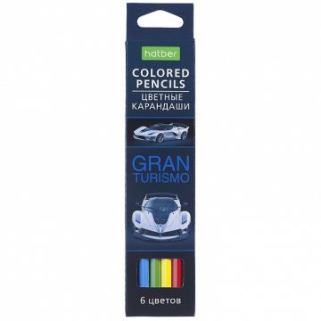 Карандаши цветные 06цв шестигранные с заточкой Gran Turismo ECO 1/24/480