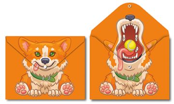 Папка-конверт с кнопкой А4 двусторонняя печать Корги 180мкм Centrum 1/20