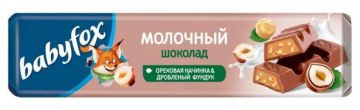 Продукты, Шоколад BabyFox молочный с орех начинкой и фундуком 45 г 1/30