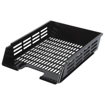 Лоток горизонтальный для бумаг сетчатый с пазами черный Basic Brauberg 1/14