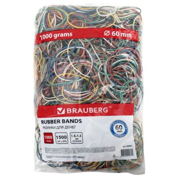 Резинка банк 1000гр 60мм цв натуральный каучук BRAUBERG 1/20