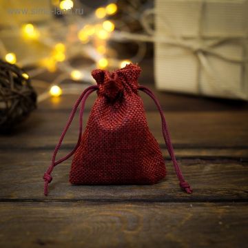 Подарочный мешок холщевый 7х9см красный 1/10/2630