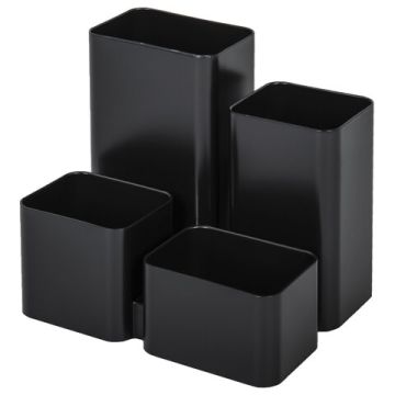 Подставка-органайзер 92х114х102мм 4 отделения черная COMPACT BRAUBERG 1/15