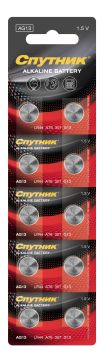 Элемент питания Спутник  Alkaline Battery AG13/10В на картоне 1/10/200
