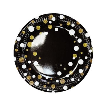 Тарелка картон с рисунком набор 6шт d-230 черный Вечеринка (6шт) 1/55