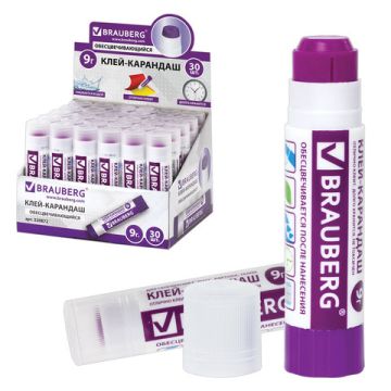 Клей-карандаш 09г Хамелеон красный BRAUBERG 1/30