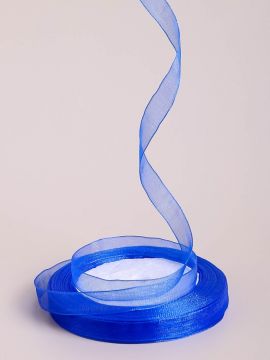 Лента органза 9мм 25м синий 1/10